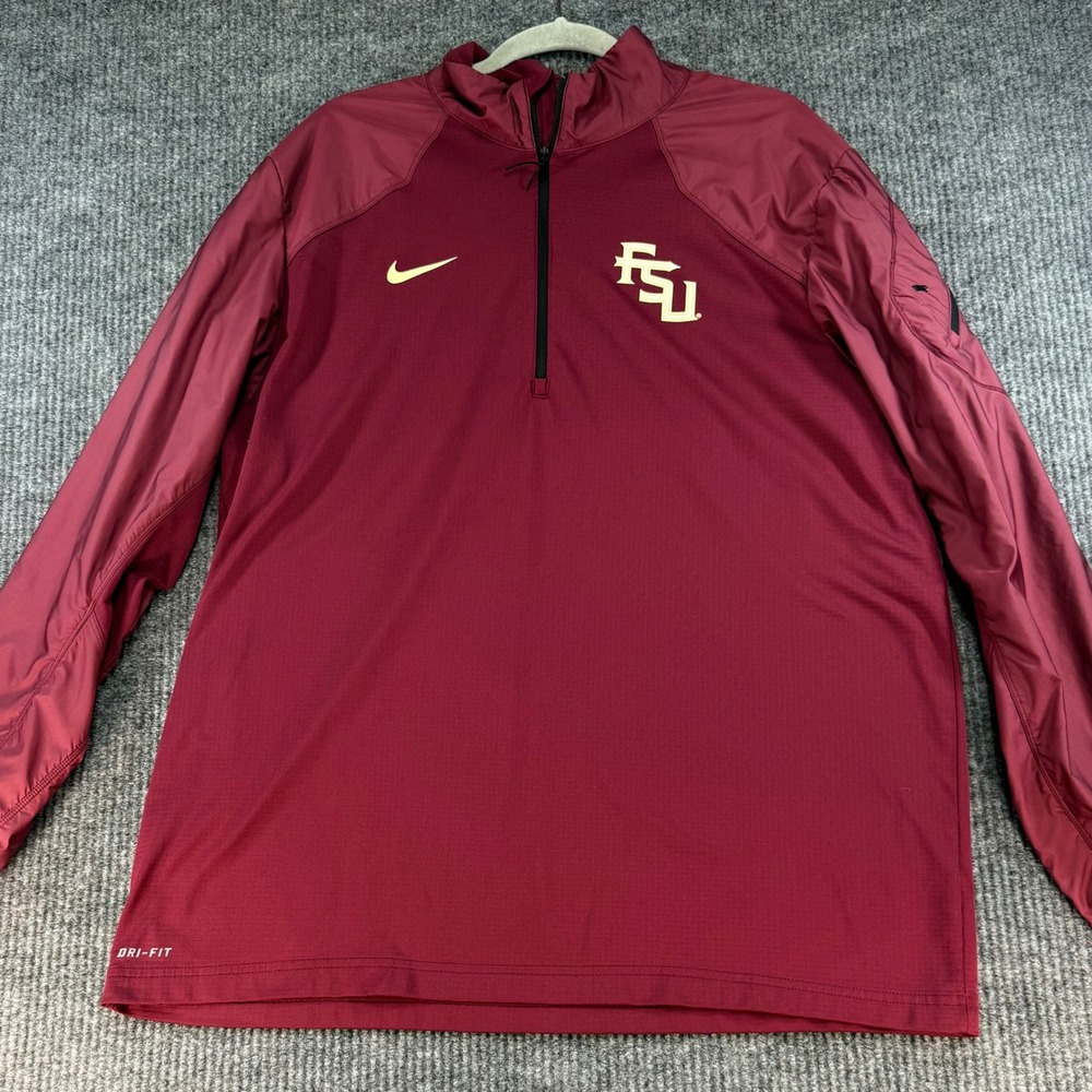Nike Florida State Seminoles FSU Dri-FIT Quarter Zip Pullover Garnet Mens XL